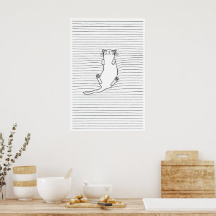 Affiche Minimaliste Chat Noir & Blanc Art Linéaire Scandin