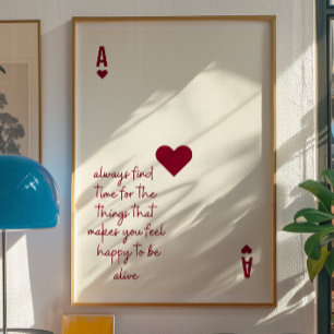 Affiche minimaliste d'affirmation As de cœur Amour