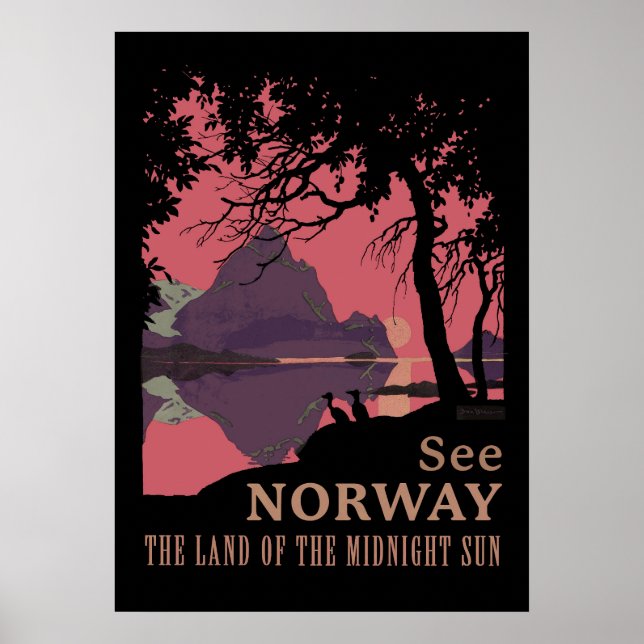Affiche minimaliste de coucher de soleil en Norvèg (Devant)