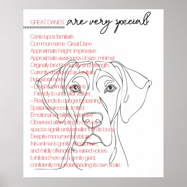 Affiche minimaliste de Dogue Allemand (Devant)