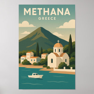 Affiche Minimaliste de Méthana Grèce