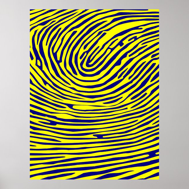 Affiche Minimaliste d'empreintes digitales jaunes (Devant)