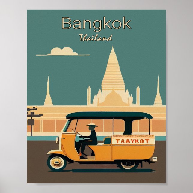 Affiche minimaliste du Vintage voyage Bangkok Thaï (Devant)