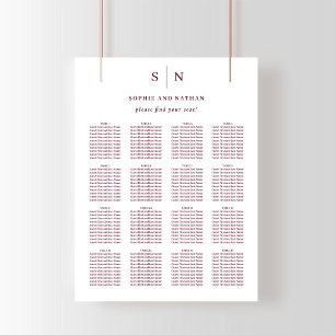 Affiche Minimaliste et Chic Plan de table de mariage bor