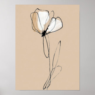 Affiche Minimaliste Fleur Art Linéaire | Abstrait Neutre