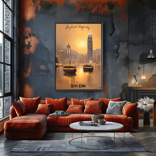 Affiche Minimaliste Hong Kong Skyline - Art Soft Tones