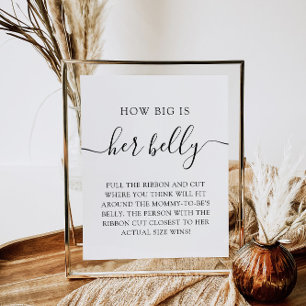 Affiche Minimaliste la taille de son ventre Baby shower je