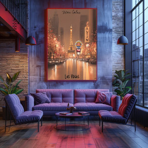 Affiche Minimaliste Las Vegas Skyline - Neon City Art
