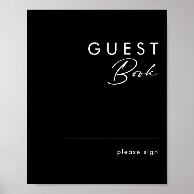 Affiche Minimaliste moderne | Black Guest Book Sign (Devant)