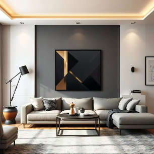 Affiche Minimaliste Or Noir Géométrique Luxe