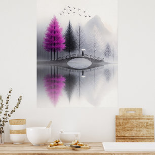Affiche Minimaliste Pont Brumeux