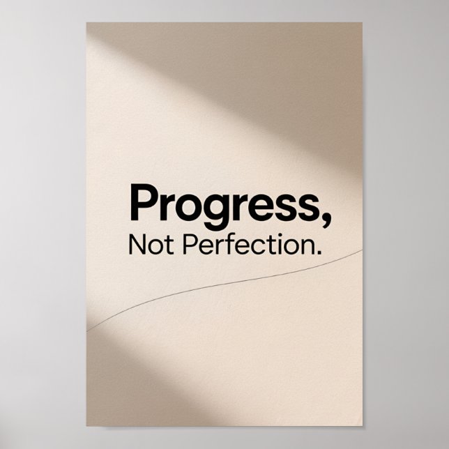 Affiche Minimaliste Progrès Pas Perfection Motivationnel (Devant)