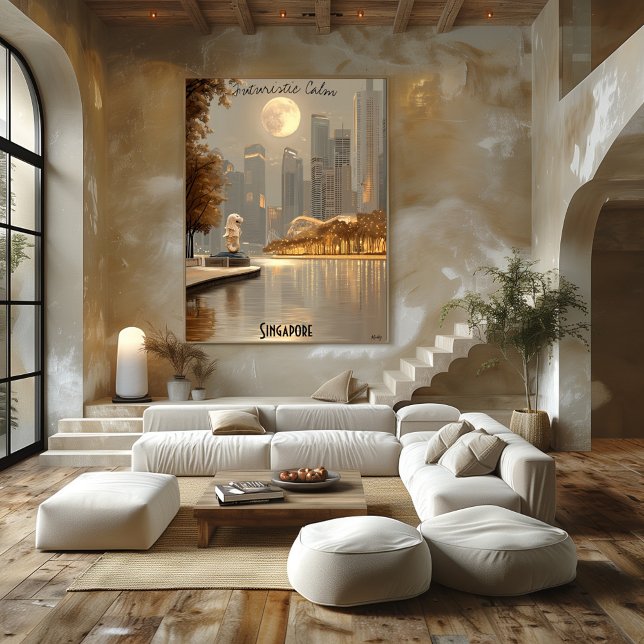 Affiche Minimaliste Singapour Skyline - Art urbain asiatiq (Créateur téléchargé)