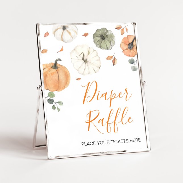 Affiche Minimaliste Un Petit Raffin De Cuire Citrouille (A Little Pumpkin Baby Shower Diaper Raffle Sign)