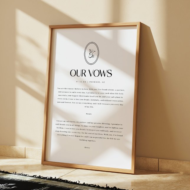Affiche Minimalistic Wedding Vows Custom Monogram (Créateur téléchargé)