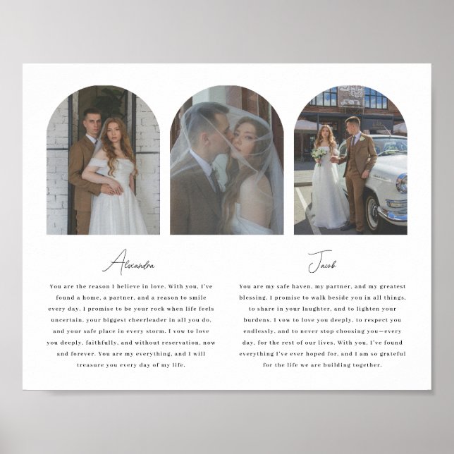 Affiche Minimalistic Wedding Vows Script 3-Photo Arch (Devant)
