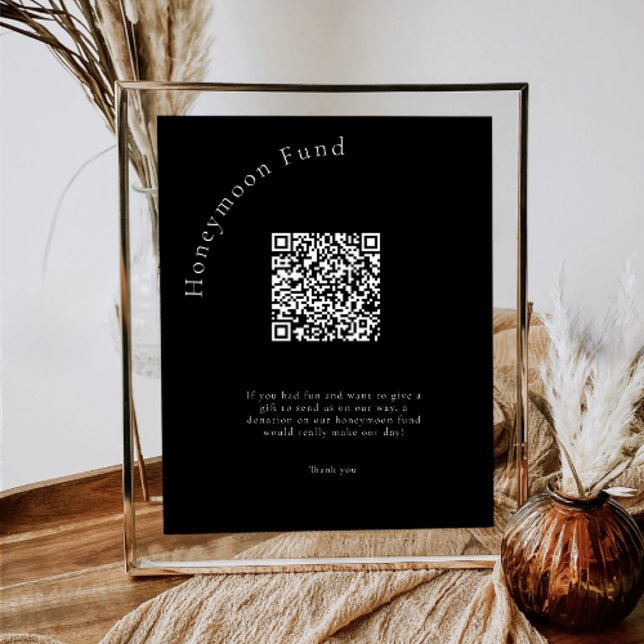 Affiche Minimum QR Code Wedding Honeymoon Fund (Créateur téléchargé)