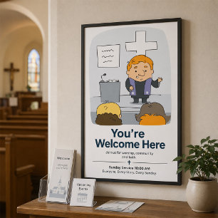Affiche Ministre prêchant à l'assemblée