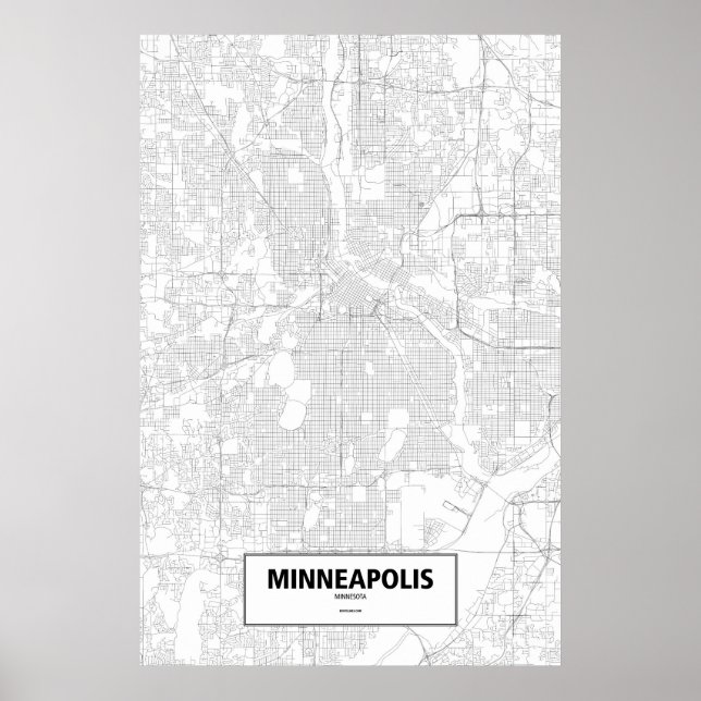 Affiche Minneapolis, Minnesota (noir sur blanc) (Devant)