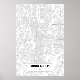 Affiche Minneapolis, Minnesota (noir sur le blanc)