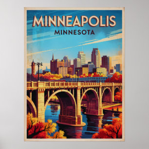 Affiche Minneapolis Minnesota Rétro Skyline Art