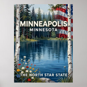 Affiche Minneapolis Minnesota Ville des Lacs Patrimoine