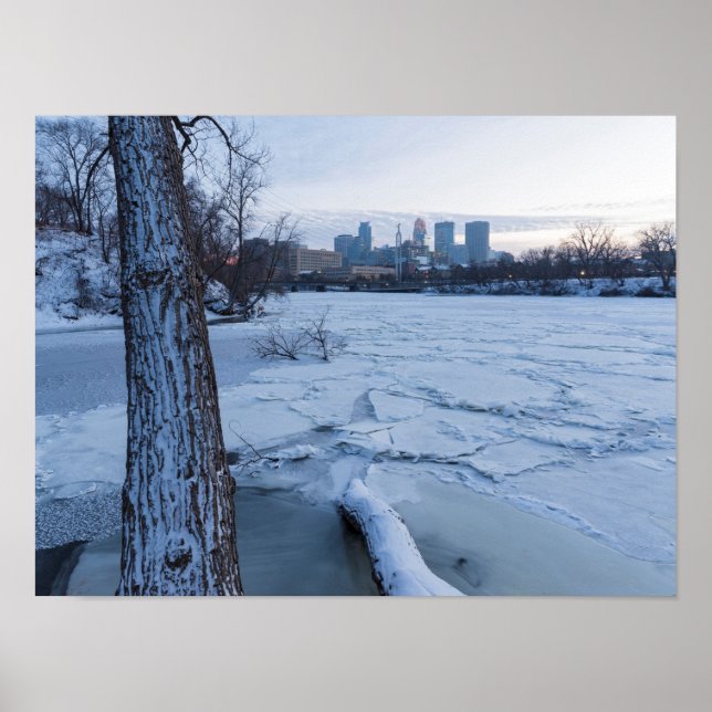 Affiche minneapolis skyline et glace mississippi (Devant)