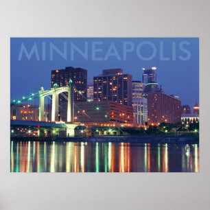 Affiche Minneapolis Skyline la nuit