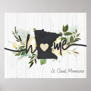 Affiche Minnesota État Personnalisé Votre Ville Maison Rus