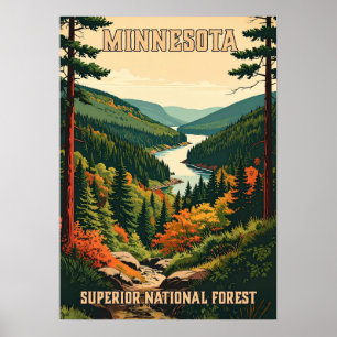 Affiche Minnesota Forêt nationale supérieure V01