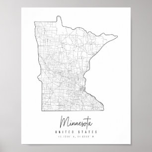 Affiche Minnesota Minnesota Minimal Street Map