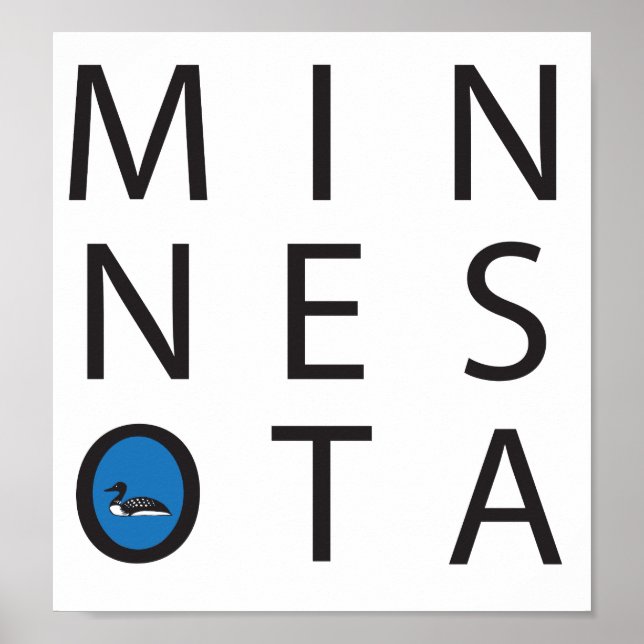 Affiche Minnesota moderne avec un huard (Devant)