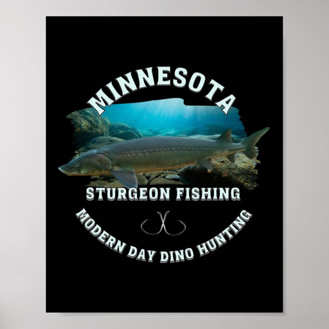 Affiche Minnesota Sturgeon Pêche Jour Moderne Dino Chasse (Devant)