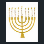 Affiche Minorah festive Hanoukka Céleste bougies dessin<br><div class="desc">Faux bougies menorah en feuille d'or pour votre fête Hanoukka. Illustration de la menorah lunaire avec des étoiles blanches recouvertes de bougies célestes sur un socle de bougies menorah en faux or. Menorah starry Hanoukka illustrés cadeaux de conception et produits en papier.</div>