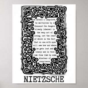Affiche Minotaure de conscience citation de Nietzsche