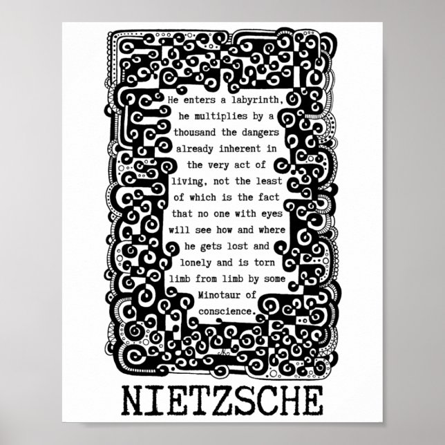 Affiche Minotaure de conscience citation de Nietzsche (Devant)