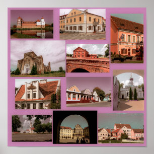 Affiche Minsk Mir Brest Architecture Biélorussie