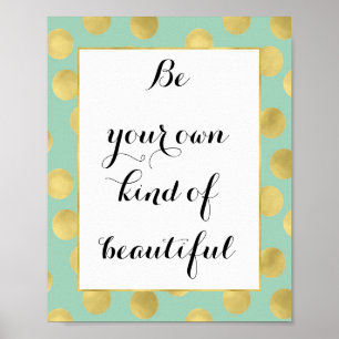 Affiche Mint and Gold Glitz Dots Be Beautiful