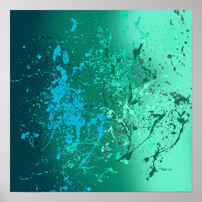 Affiche Mint Flurry Abstract Spatter Art (Devant)