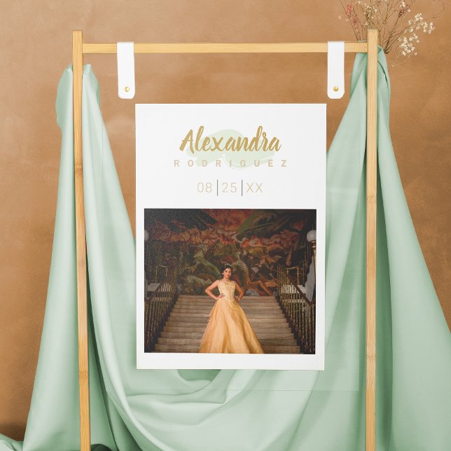 Affiche Mint Green & Gold Photo Quinceanera (Créateur téléchargé)