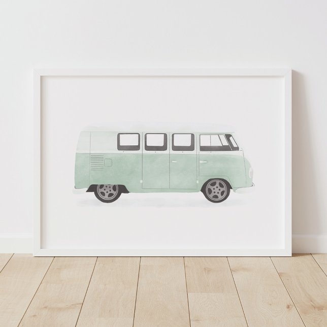 Affiche Mint Green Retro Van Nursery Décor (Créateur téléchargé)