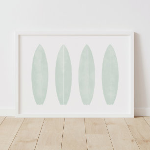 Affiche Mint Watercolor Surfboards Beach Nursery Decor
