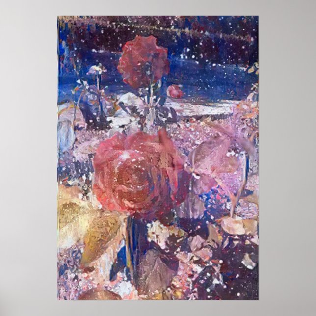 Affiche minuit Jardin rose A.I. photo améliorée (Devant)