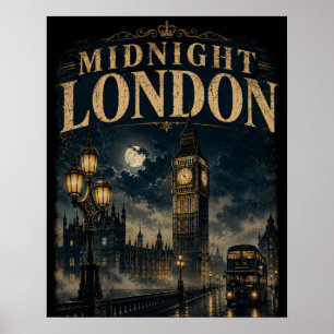 Affiche Minuit Londres Big Ben Nuit Moody