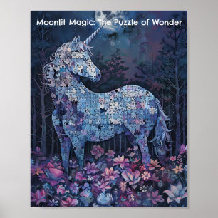 Affiche Minuit Unicorn Puzzle - Art Imaginaire céleste