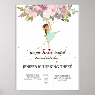 Affiche Minuscule danseur   Ballet Floral rose Fête Annive