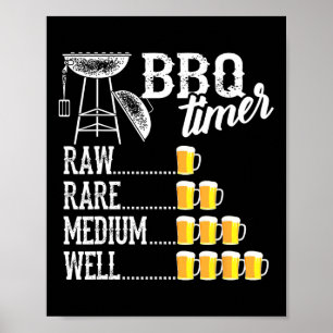 Affiche Minuteur de barbecue cool cru rare moyen bien drôl