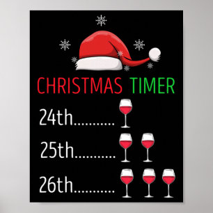 Affiche Minuteur de Noël Compte à rebours de vin Style de 