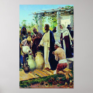 Affiche Miracle aux noces de Cana, peinture religieuse,