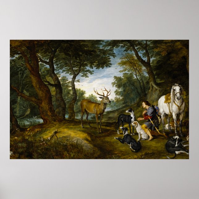 Affiche Miracle de Saint Hubert par Brueghel et Rubens (Devant)